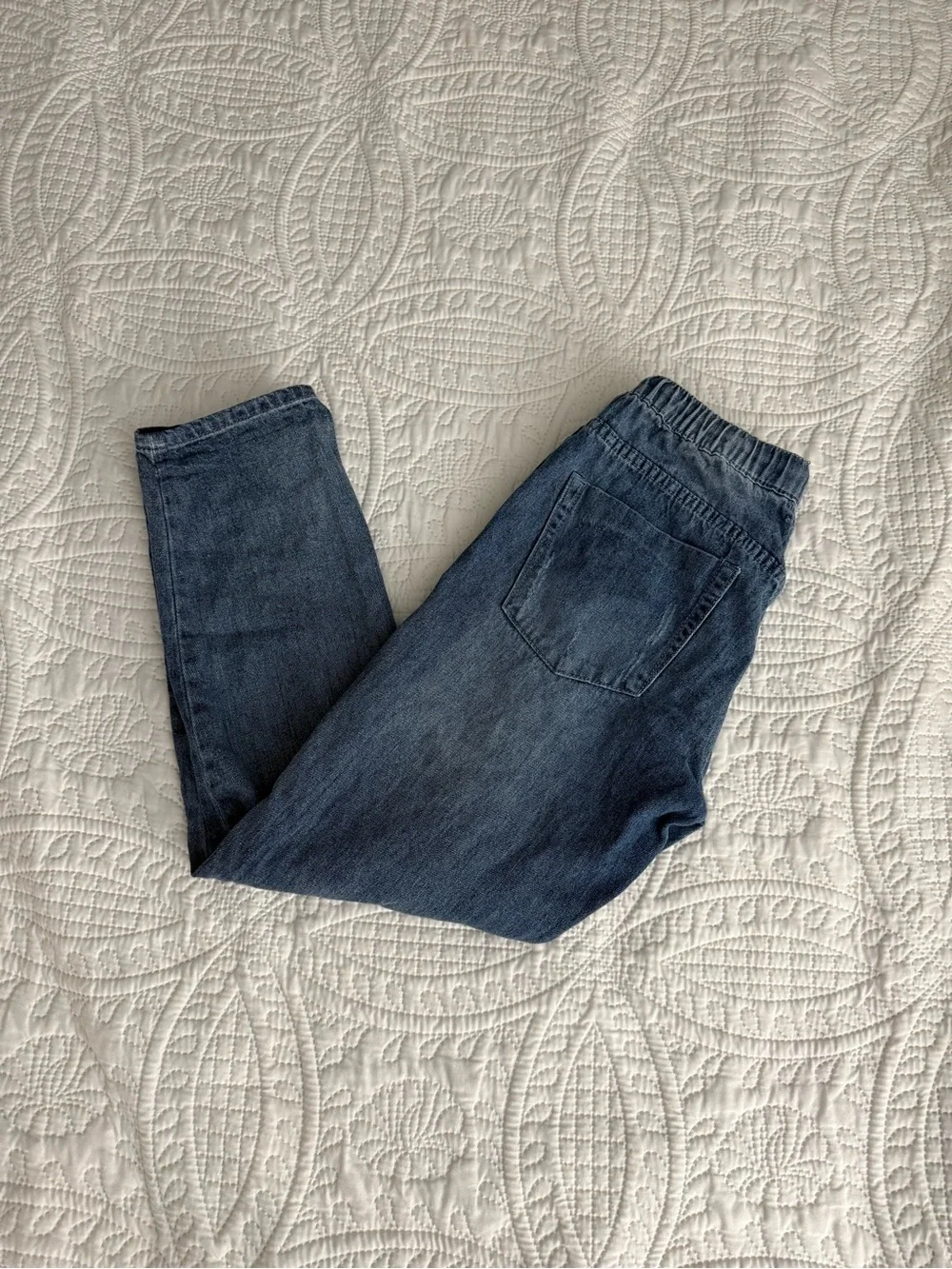 Distressed Drawstring Jeans - Blue - Picture 2 of 2